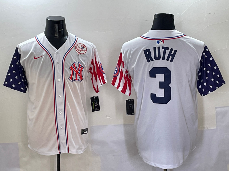 Men 2025  MLB New York Yankees #3 Ruth white jersey style 22